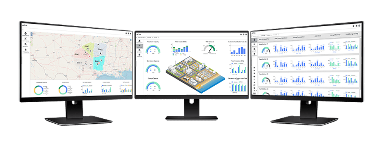 Infografika AVEVA mockupy systemów InTouch